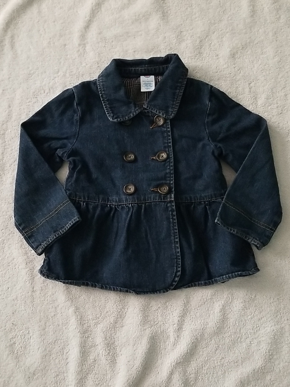 Girls Dressy Denim Jacket Cotton Blue Jean Double Breasted Button Front Size 5